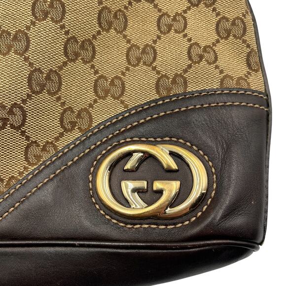Gucci GG Monogram Britt Canvas Leather Hand Shoulder Hobo Bag Beige - Picture 5 of 11
